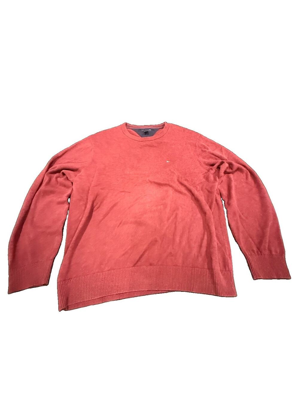 Tommy Hilfiger Mens Large Burgundy Crewneck Sweater Flag Logo Pullover
